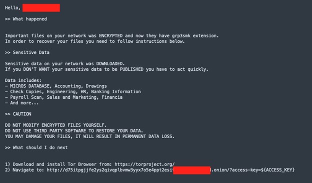 BlackCat ransom note